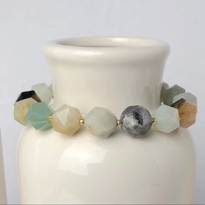 Amazonite Gemstone Blue Beaded Bracelet-1001